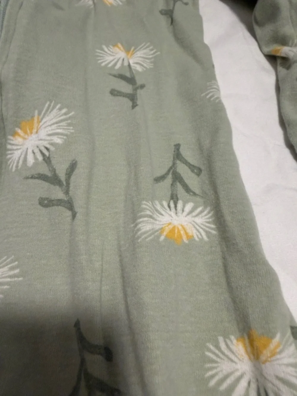 Carter's Sage Green Floral Footed One-Piece Pajamas